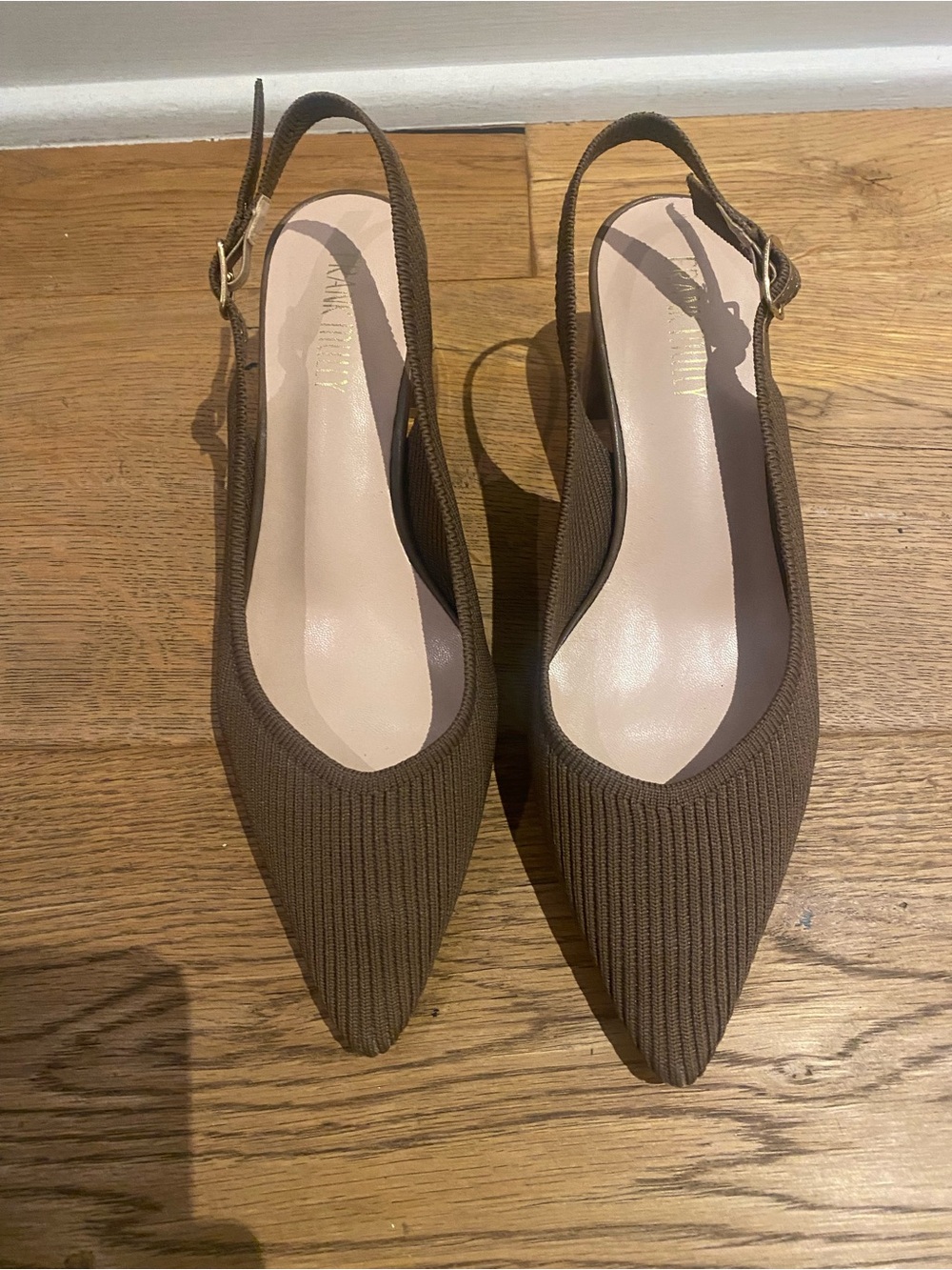 Slingback Pointed-Toe Knit Pumps - Brown